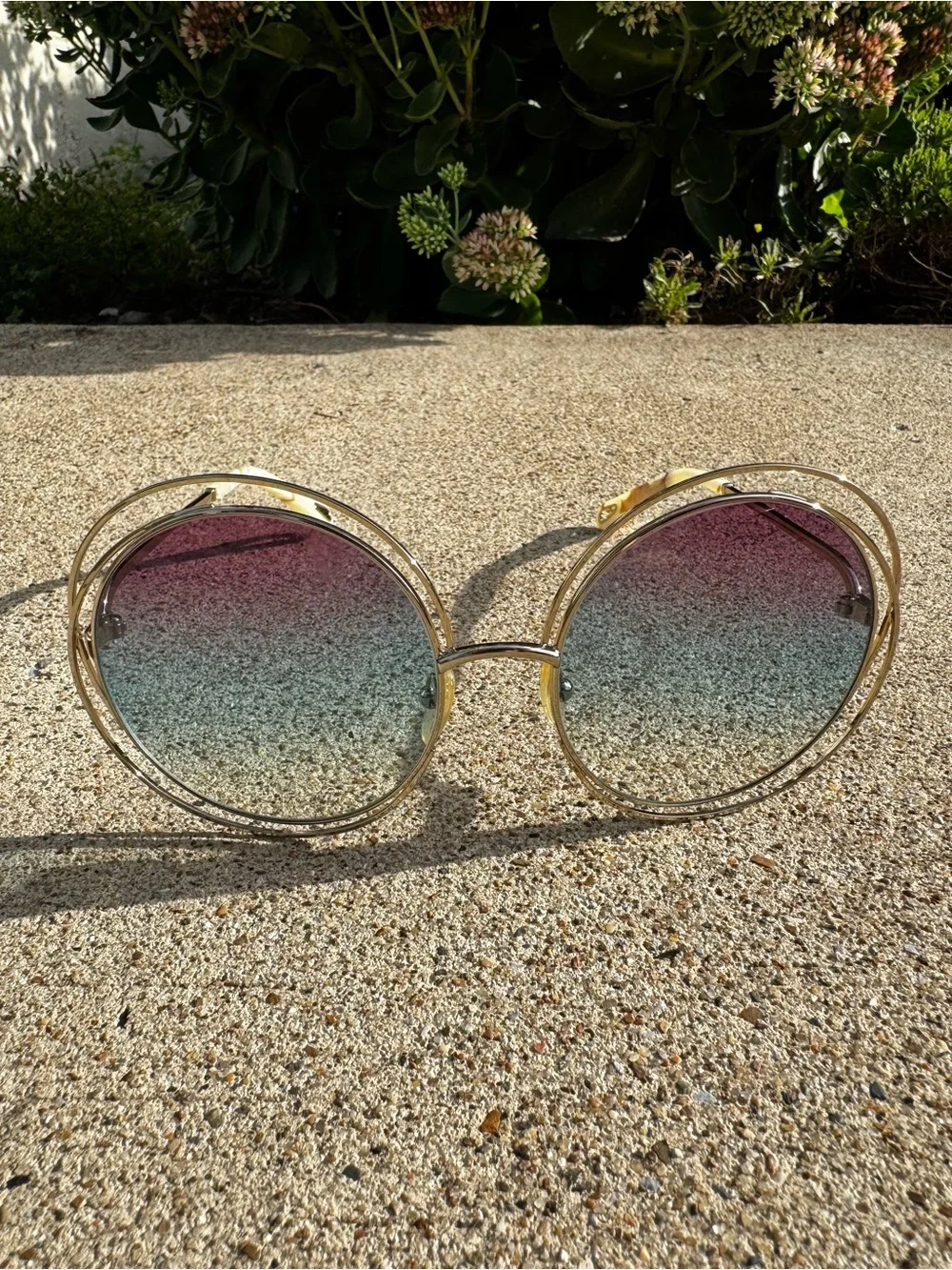 Chloe Carlina RARE 2020 Round Gradient Lens Sunglasses - Pink & Blue